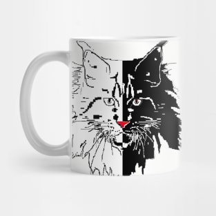 cat Maine Coon in white vs black background Mug